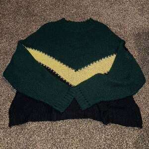 DESIGN Vintage oversized knit cozycore cabin core color blocked sweater